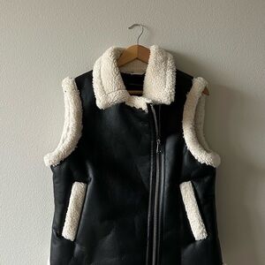 Sanctuary Cream and Black Shearling Vest